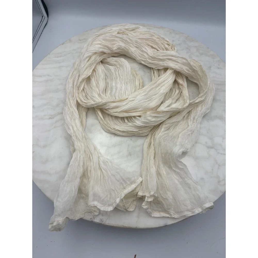 Ombre‎ Solid Crinkle Silk Scarf Lot of 6 Womens Black Blue Red Cream